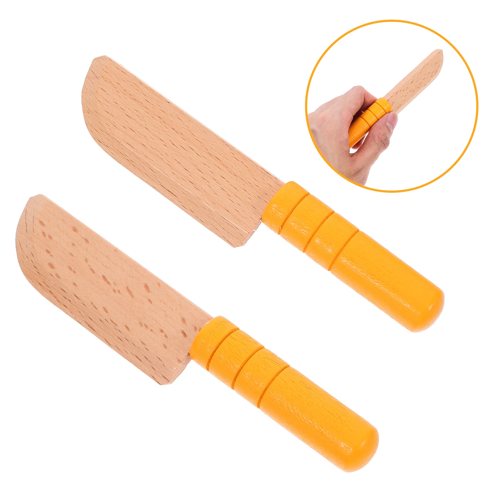 2 Pcs Children's Vegetable Cutting Toys Kitchen Kids Wooden Knife and Fruit