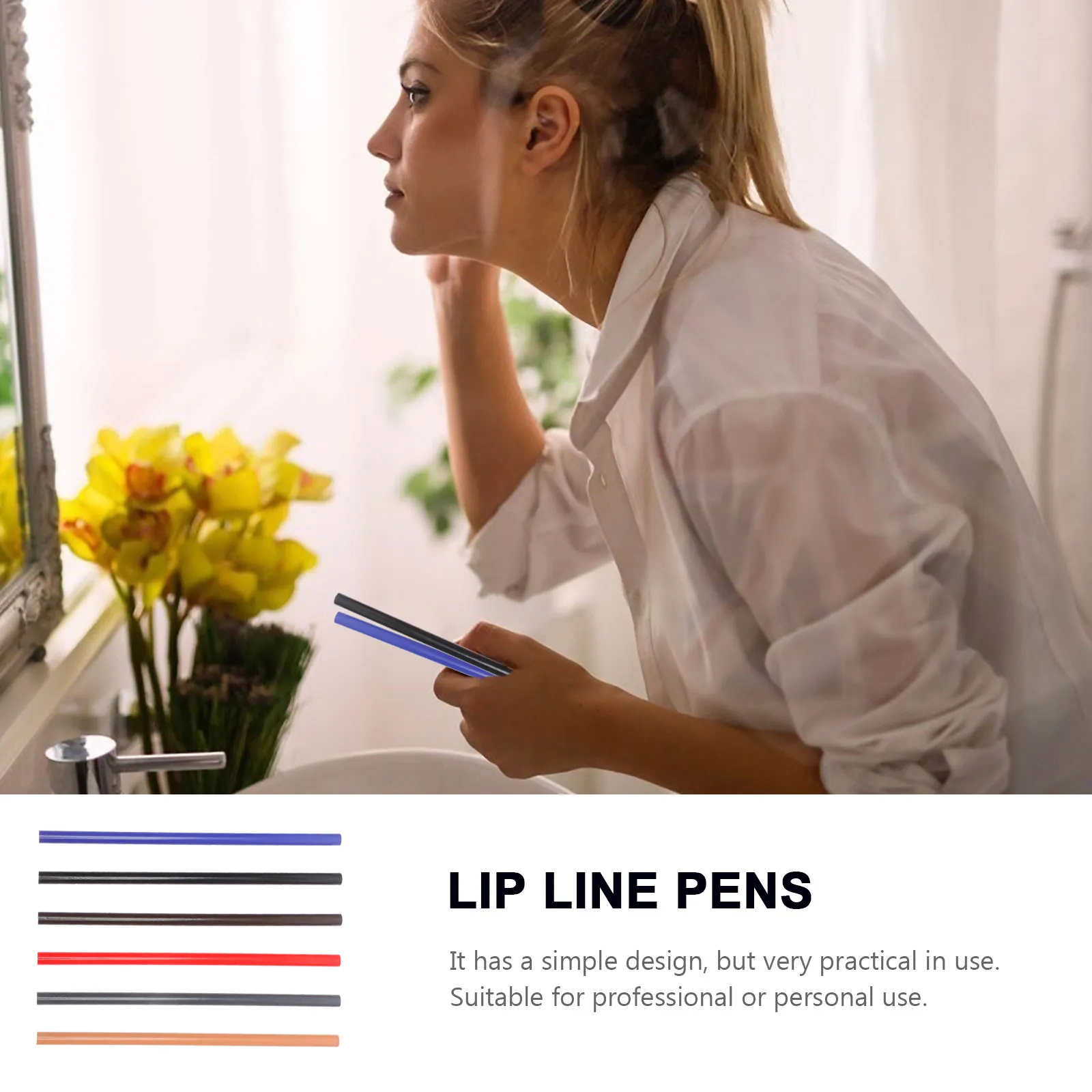 6Pcs Waterproof Eyebrow Makeup Pencil Eyebrow Lip Tattoos Pen Professional Positioning Tool Natural Look Easy to Use Portable