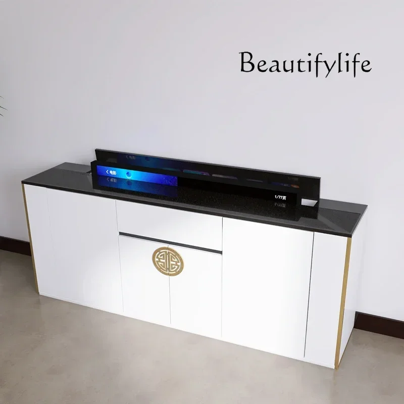 

yj21 White smart lift TV cabinet, living room partition designer style, fashionable new high-end home