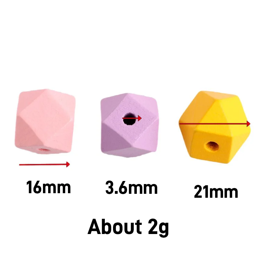 NANA 10PCS Wholesale Jewelry Custom 16mm 20mm Mixed Color Maple Octagonal Polygonal Through Hole Wood Lotus Grass Beads