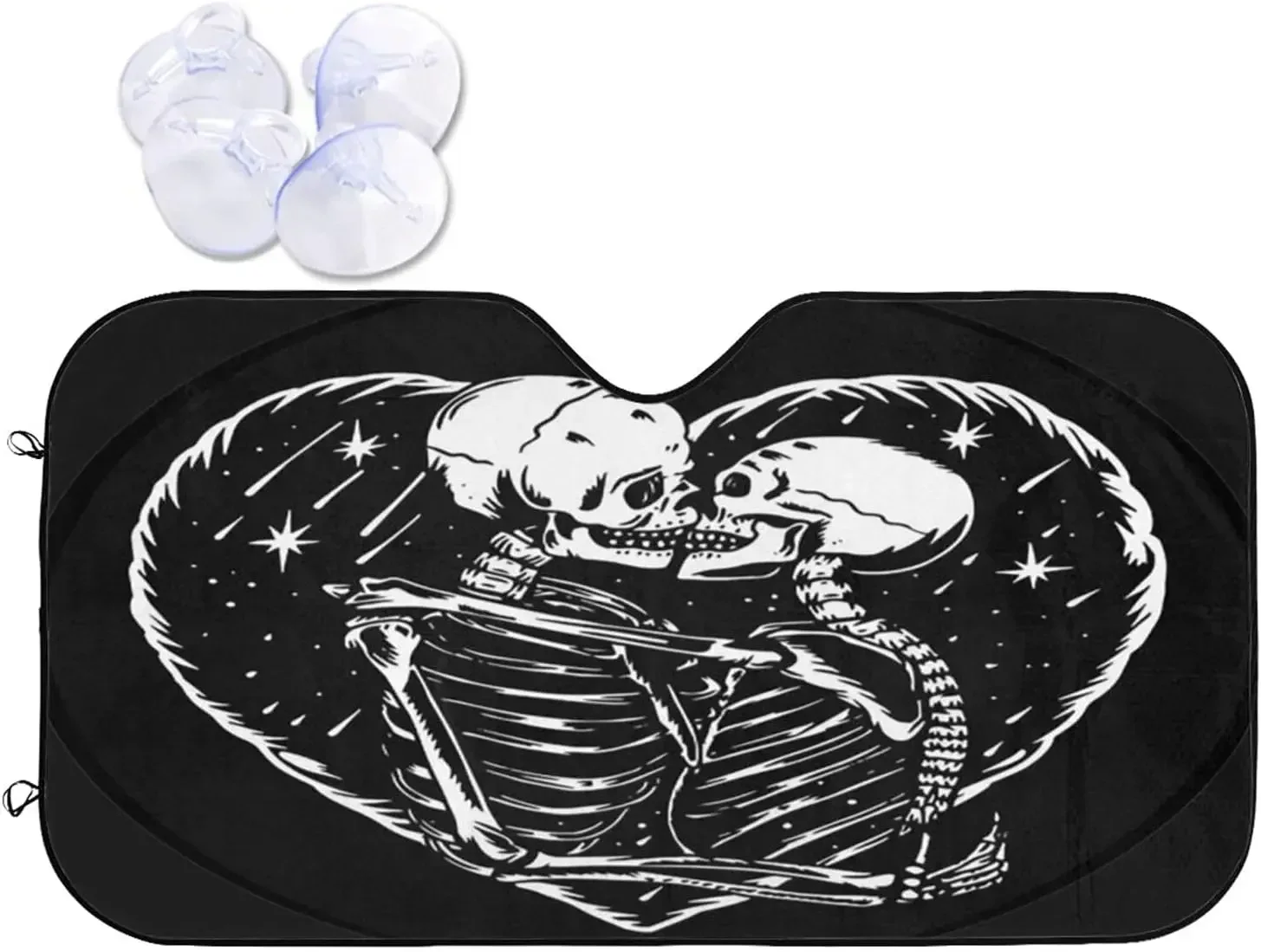 Parabrisas de calaveras Love Art, guarda-sol para janela delantera de coche, guarda-sol para la mayoría de los sedanes, bloques SUV,