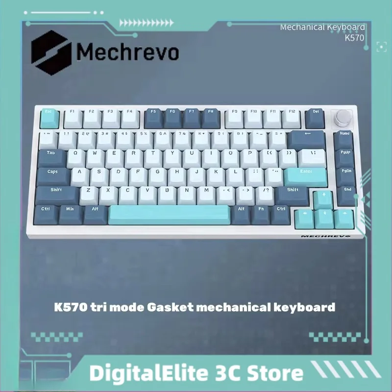 

Mechrevo K570 Tri Mode 81 Key Customized Mechanical Keyboard Multimedia Knob Gasket Structure Hot Swap Hifi Jelly Switch