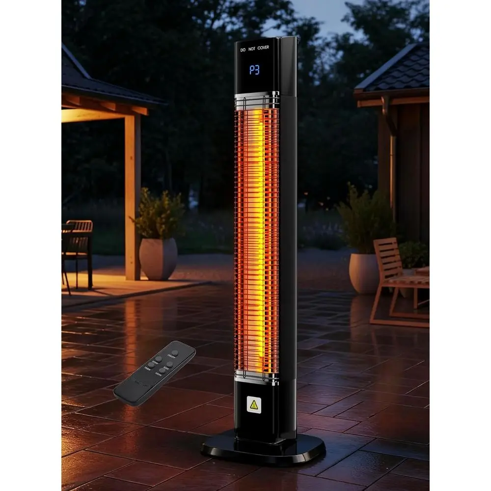 

1500W Infrared Outdoor Patio Heater with 24-Hour Timer, Remote Control, Waterproof, Quiet and Portable for Large Spaces - 35” To