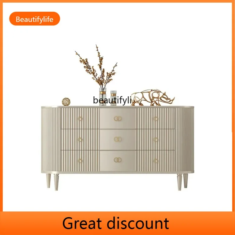 A503  New style American light luxury chest of drawers cabinet designer living room wall solid wood storage cabinet