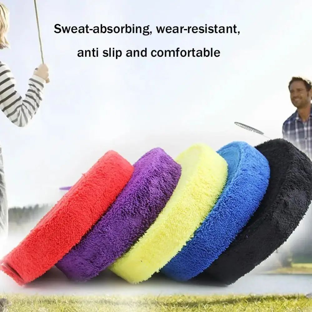 Colourful Badminton Racket Overgrip 10M Length Sweat Absorbed Fishing Rod Wrap Strap Dry Feel Soft Over Grip Tape