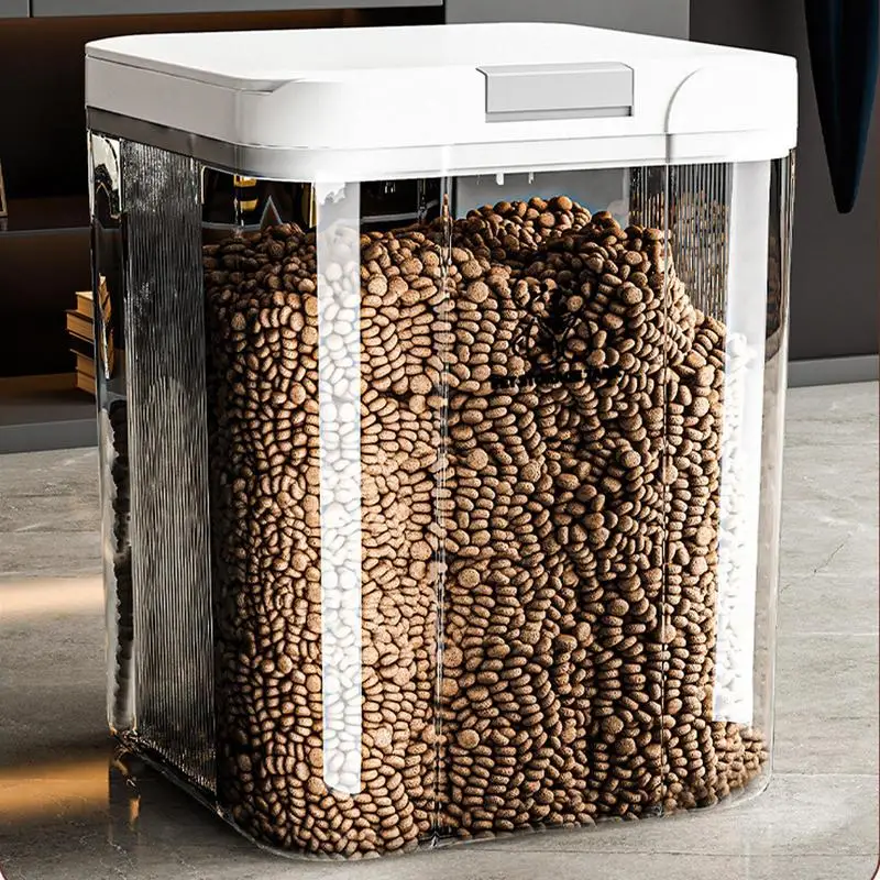 

Cat Food Bin Easy Access Dog Food Container Airtight Transparent Stackable 5L Bucket for Homes Pantries Kitchens Organizing