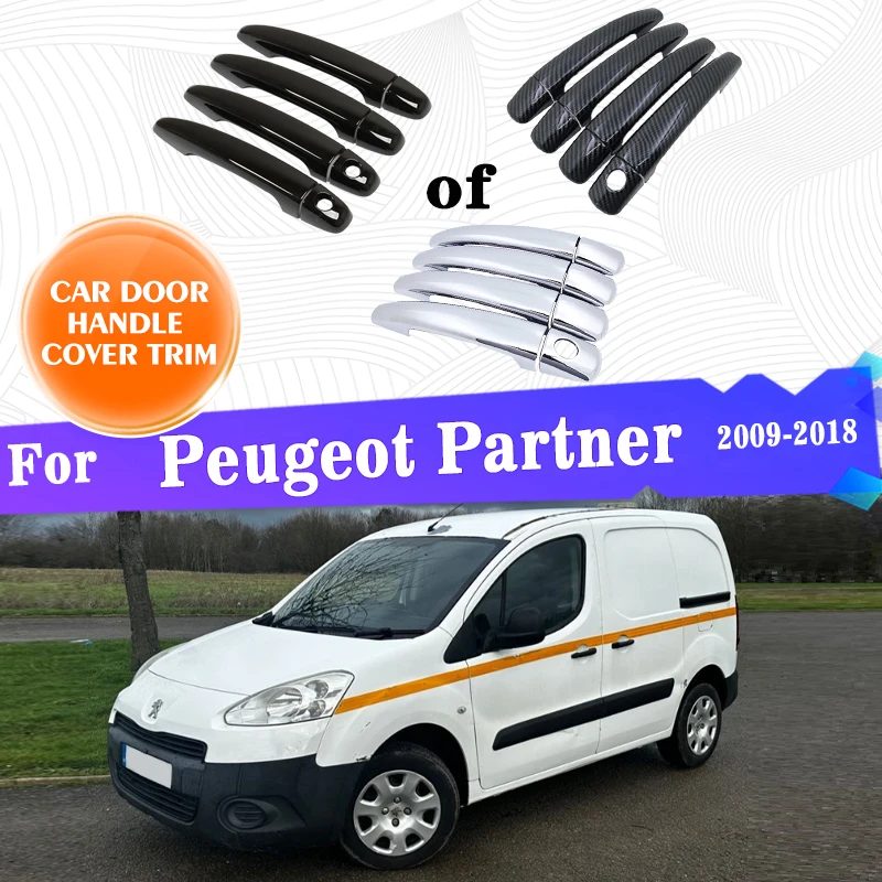 Car Outer Door Handle Covers Trim For Peugeot Partner 2009~2018 2012 2013 Car Protective Sticker Car Exterior Accessories Gadget