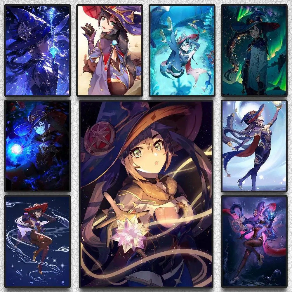 ملصق G-Genshin Impact Mona عالي الدقة على الحائط اللاصق المقاوم للماء وغرفة المعيشة المنزلية وغرفة النوم والديكور الجمالي