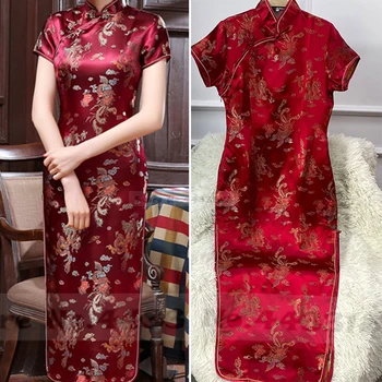 Vestido largo Qipao de talla grande 3XL-6XL para mujer, vestido clásico de estilo chino Cheongsam Retro con brocado de dragón y Fénix, ropa Oriental