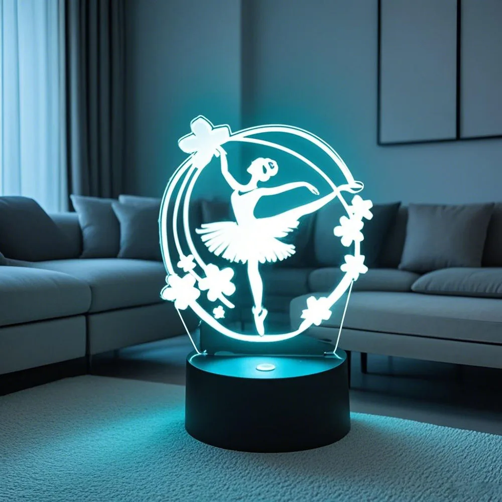 مصباح طاولة يعمل بمنفذ USB على شكل راقصة الباليه مع حلقة زهرة 7 & 16 أضواء LED متغيرة الألوان لغرفة النوم الرومانسية