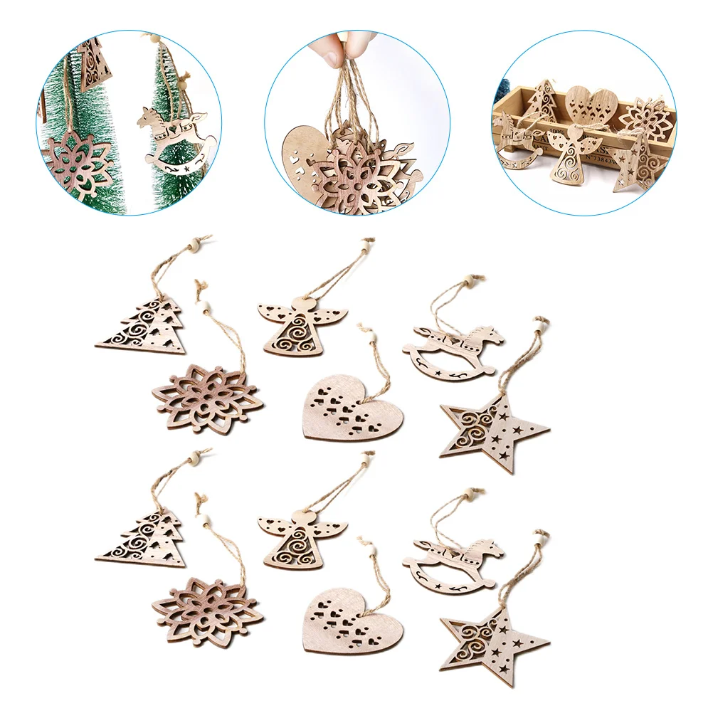 

1 set 1 Set Christmas Cutouts Wooden Pendants Unfinished Diy Graffiti Pendant Kids Painting Wood Slices Decorative Xmas Ornament
