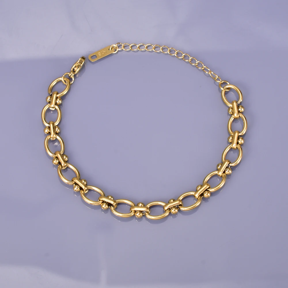 S28 Modern classic stainless steel hand-held ball bracelet, 18K vacuum electroplated jewelry