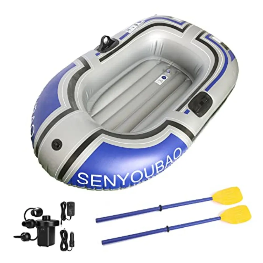 

Inflatable Boat Swimming Pool Lake Float Raft for Adults Portable Fishing Boat Raft for Lake with Oars Hand Pump