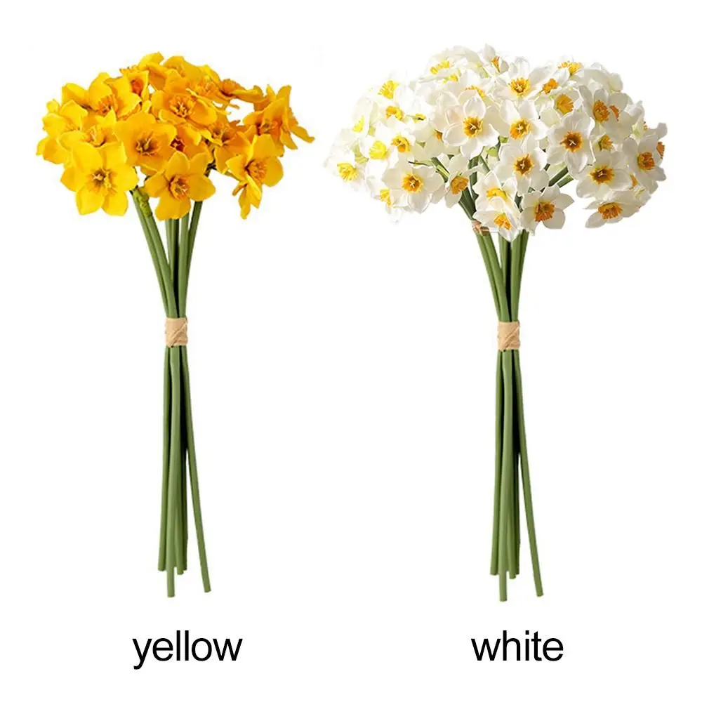 6PCS/Bundle Gift Wedding Ornament Party Supplies Floral Arrangement Simulation Narcissus Artificial Flower Lifelike Daffodils