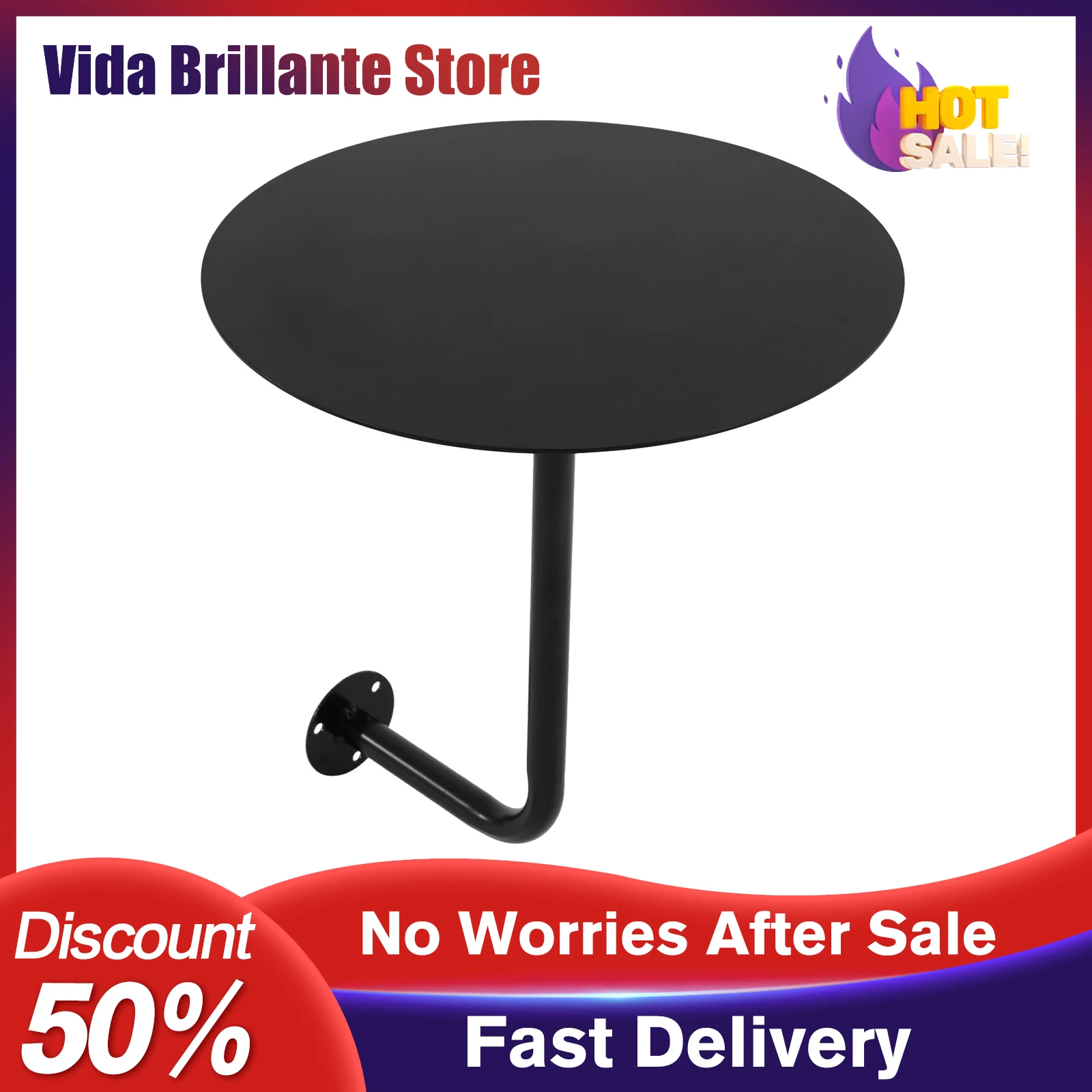 

Round Iron Coffee Table Wall Mounted Bar Table for Cafe Restaurant Office Countertop Cocktail Kitchen Dining Side Table Black
