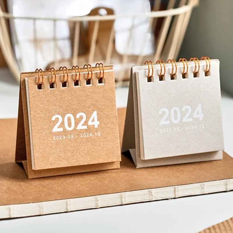 Mini Calendário de Mesa Simples, Bolso Criativo, Portátil, Agendamento Diário, Planejador de Mesa, Calendário Desktop, Papelaria Escolar, 2023-2024