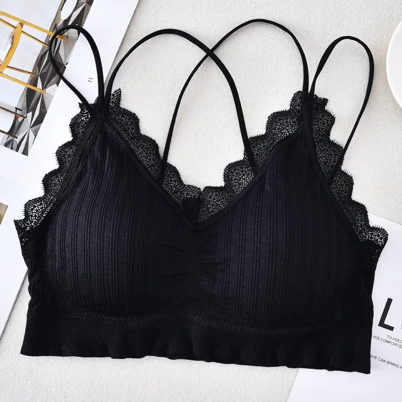 New Seamless Cross Strap Lace Sexy Back Wrapping Chest Bottom Sports Tank Top Bra Bra for Women