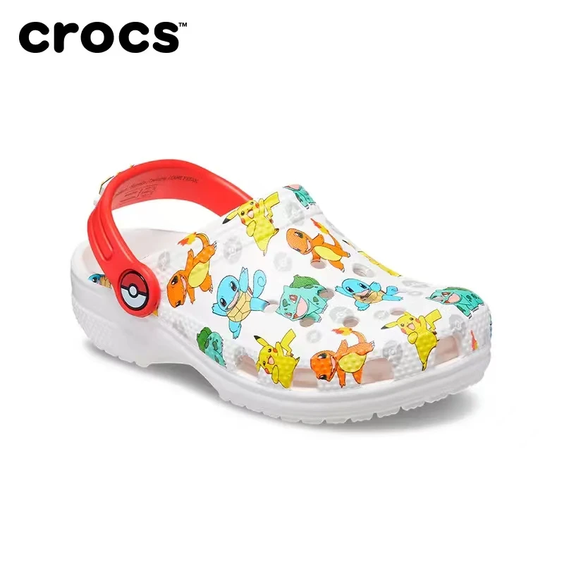 Crocs x Pokemon anak-anak Pikachu Squirtle Charmander anak perempuan anak laki-laki sandal Kawaii sandal anak-anak Non-Slip pantai sepatu rumah hadiah anak-anak