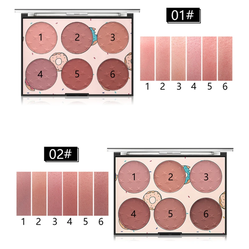 Palette de fards à joues 6 couleurs, mat, imperméable, naturel, longue durée, perle mate, multicolore, maquillage Nude, toilettage naturel pour étudiants