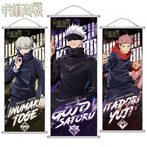 New Bandai Jujutsu Kaisen Itadori Yuji Anime Peripherals Hanging Poster Satoru Gojo Geto Suguru Scroll Mural 25*70cm