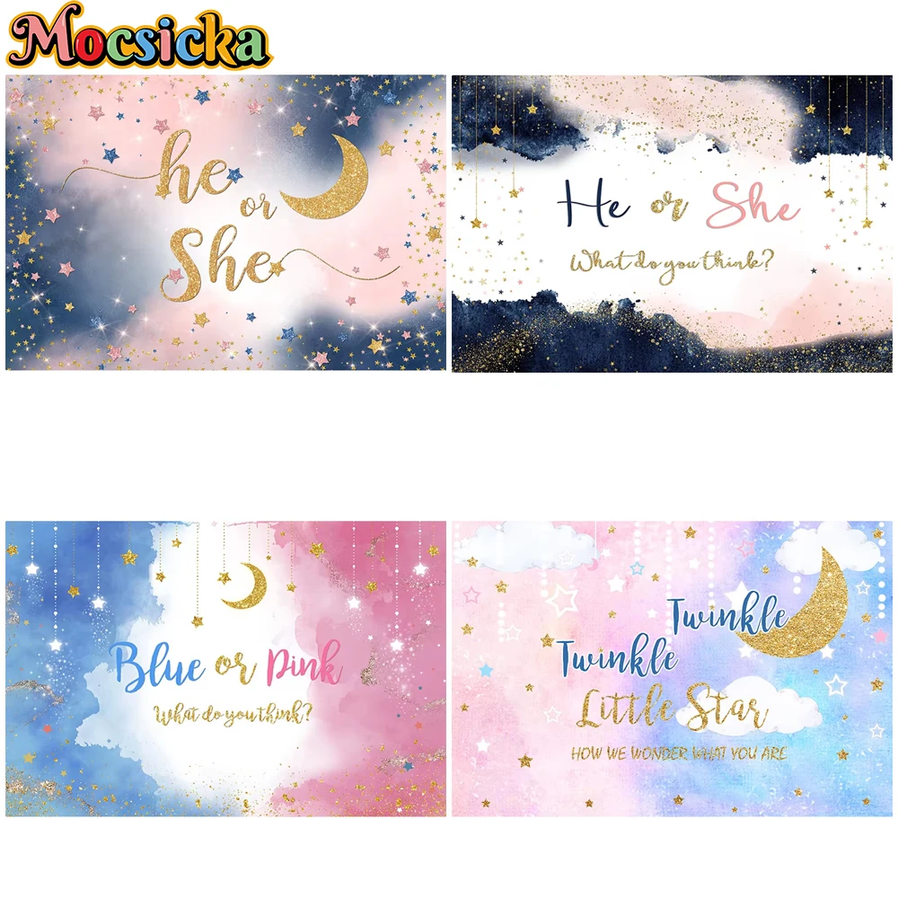 

Mocsicka Baby Shower Birthday Backdrops Twinkle Star Cloud Gold Star Moon Party Decorations Newborn Backgrounds Studio Photocall
