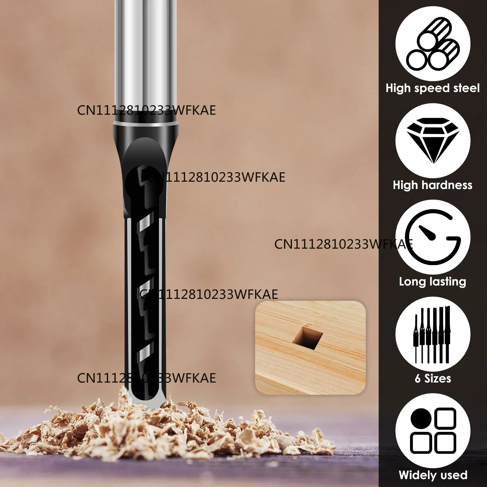 6/4PCS HSS Square Hole Drill Bits Auger Mortising Chisel Drill Set Square Hole Drill Fixed Bracket Adapter Woodworking Tools