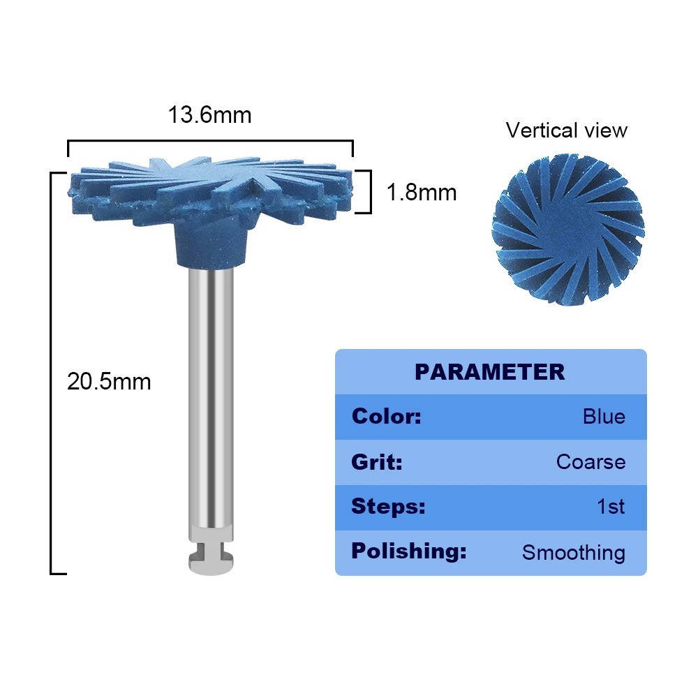 JINGT 3 Pcs Dental Rubber Polisher Composite Resin Polishing Disc Diamond System RA Disc 14mm Wheel Spiral Flex Brush Burs