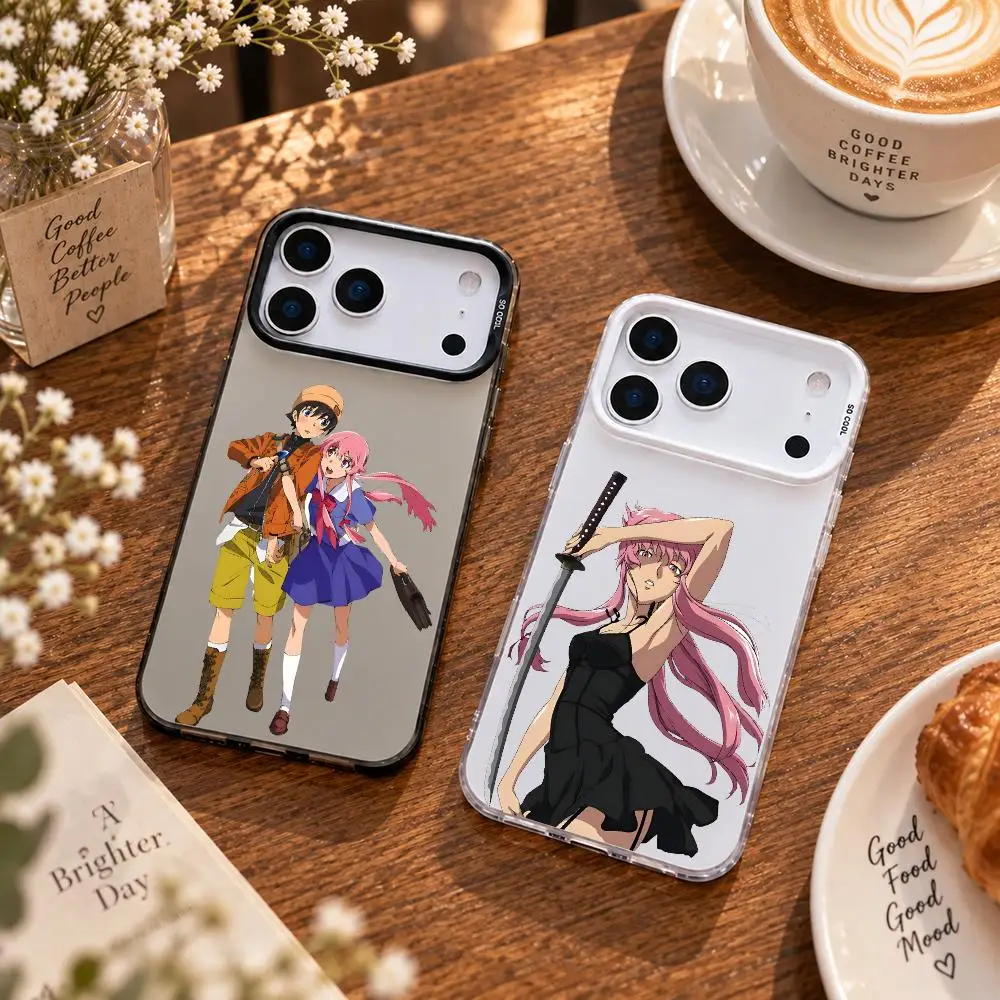 Mirai Nikki The Future Diary Phone Case For IPhone 18 17 16 15 14 13 Pro Max Independent Metal Button Electroplating Mobile