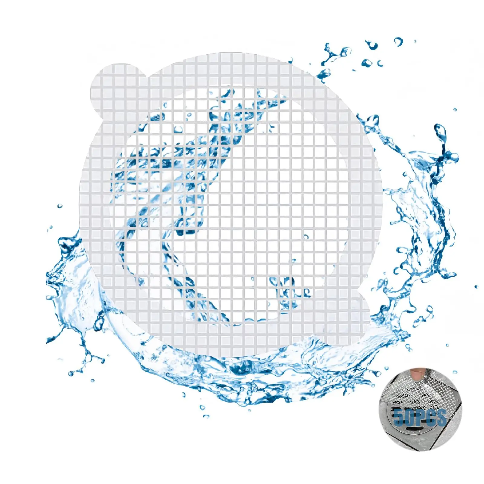 

50 шт. одноразовые сетчатые наклейки для слива душа, 9 см (3,5 дюйма), наклейка для улавливания волос для слива душа