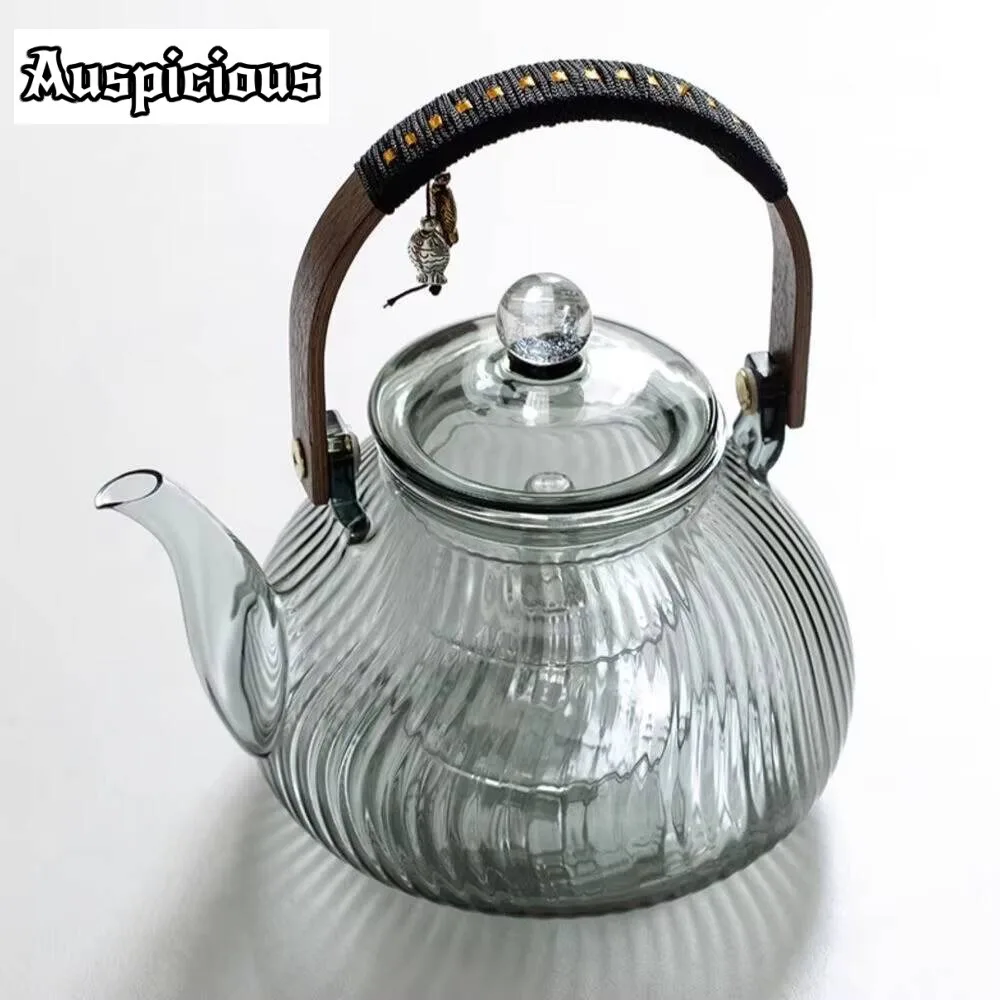 900ml Starry Sky Gray Glass Teapot with Infuser Heat Resistant Flower Tea Kettle Transparent Tea Pot Portable Handle Pot Tea Set