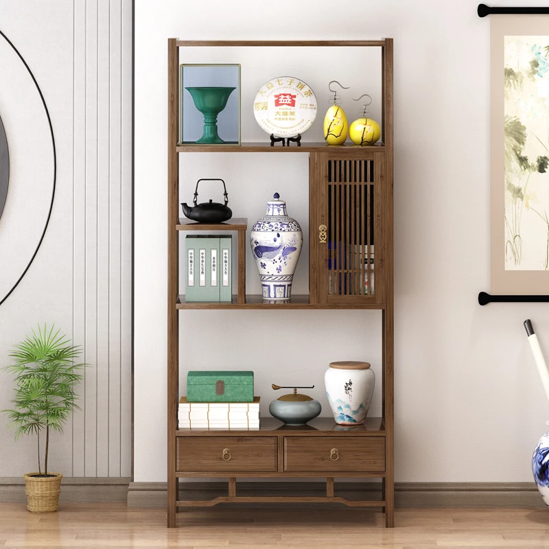 Bogu Rak Buku Rak Kayu Solid Bambu Cina Antik Rak Ruang Teh Rak Teh Set Teh Kabinet Kantor Duobao Pavilion