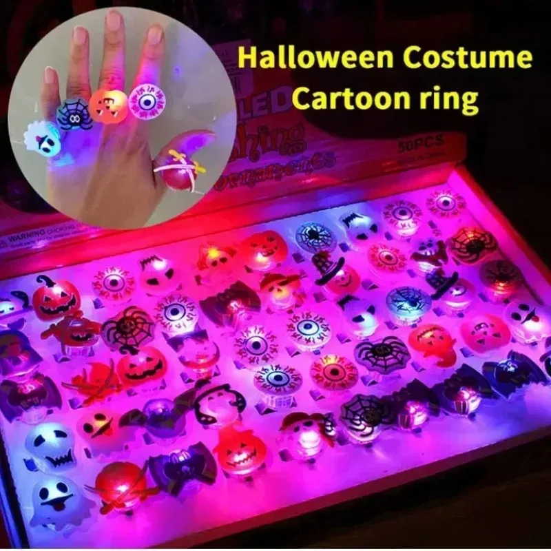 10-50 Stück LED-Ringe, Halloween-Leuchtringe in Form von Geistern und Fledermäusen, leuchtende Finger-Ringe, Halloween-Party, Geburtstagsgeschenke, Dekorationen und Zubehör. – Detail 6