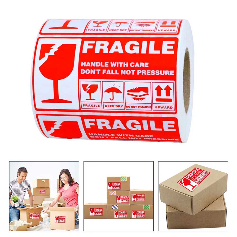 

300pcs Fragile Warning Labels Stickers Shipping Packing Red White Notice Box Self Adhesive Sticky Mailing