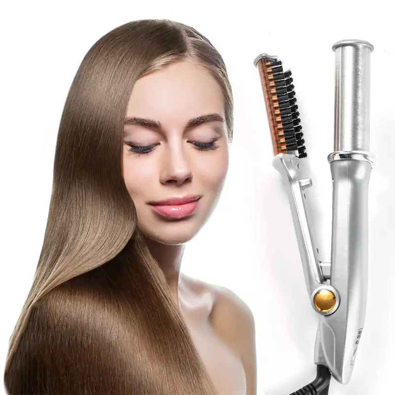 2-in-1 Negative Ion Hair Straightener, Fast Heating Titanium Curling Iron, Combining Straightening and Curling Functions