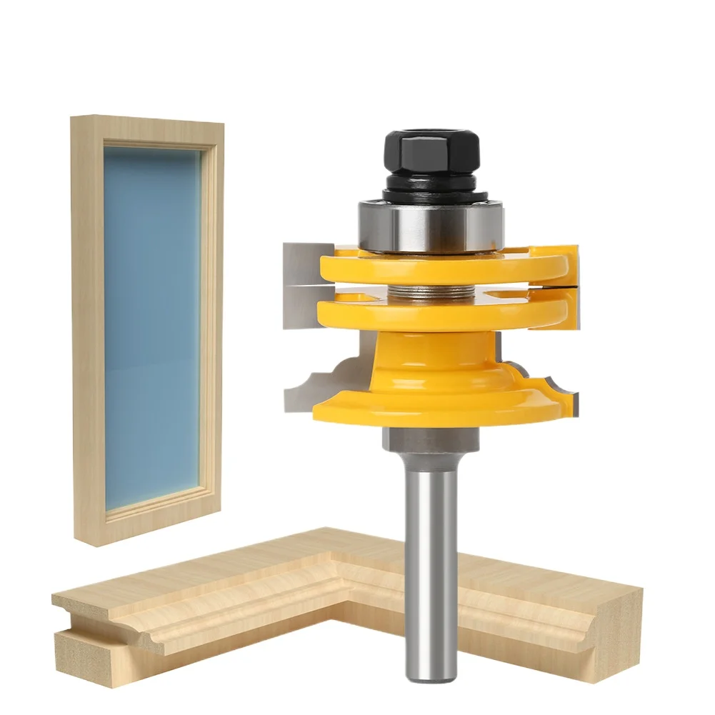 8mm Shank Glass Door Rail Stile Reversible Router Bit 1Pc Woodworking Milling Cutting Tool Bits for Wood Professional Use