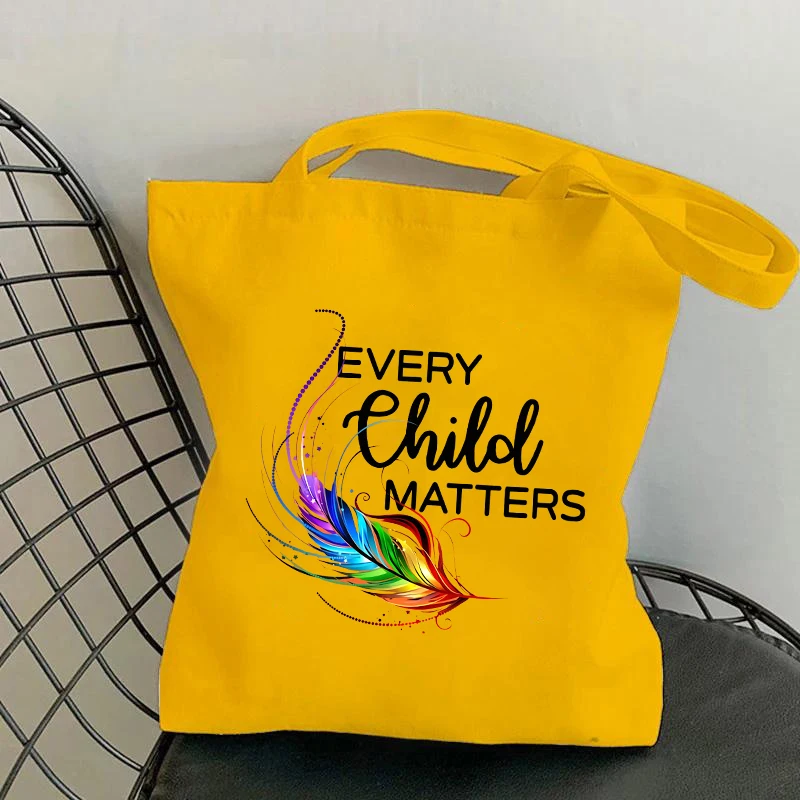 Funny Every Child Matters Orange Shirt Day Printed Shopping Bags Women Girl Fashion Casual Package Hand Bag Large Capacity bags