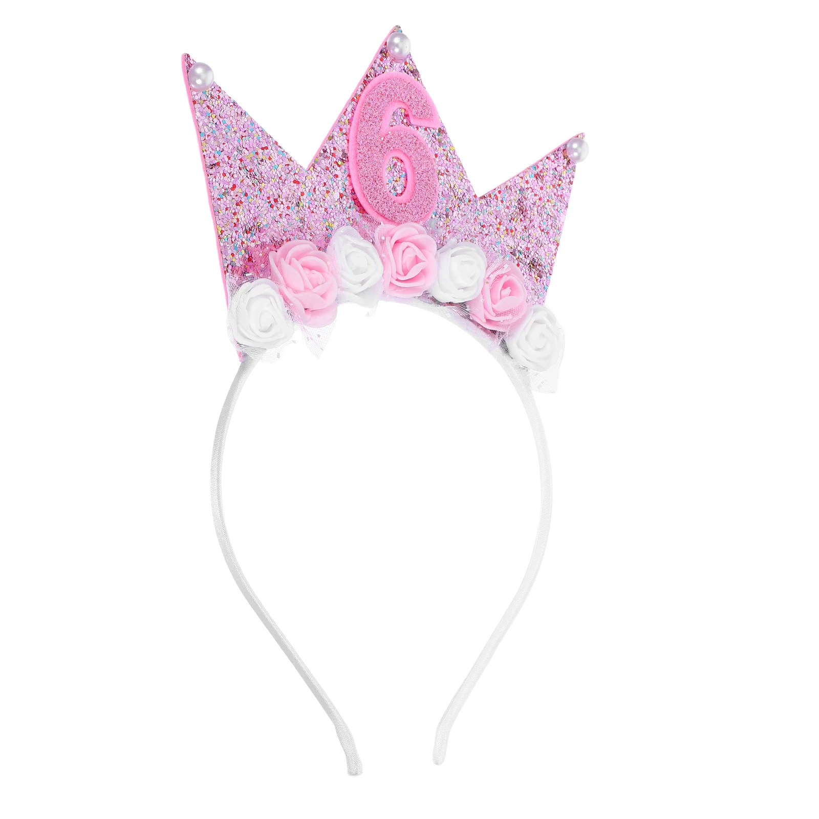 

Princess Tiara Headband Plastic Crown for Girls Birthday Party Toddler Accessories Pink Hairband Reusable Safe Material