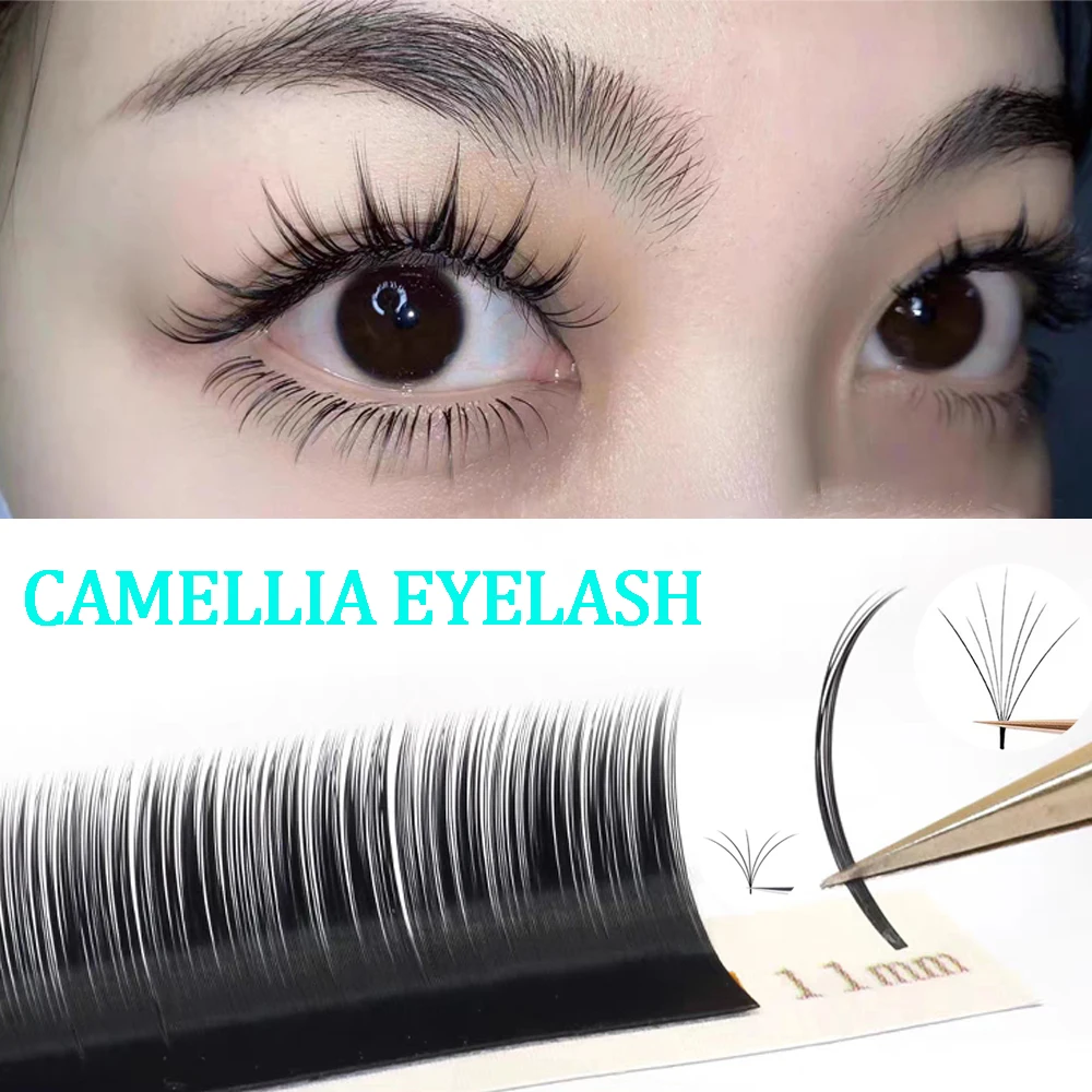 Camellia False Eyelash Extension New Fashion Soft Mink Easy Fan Spike Individual Lashes Russian Volume Premade Fan Lashes Makeup