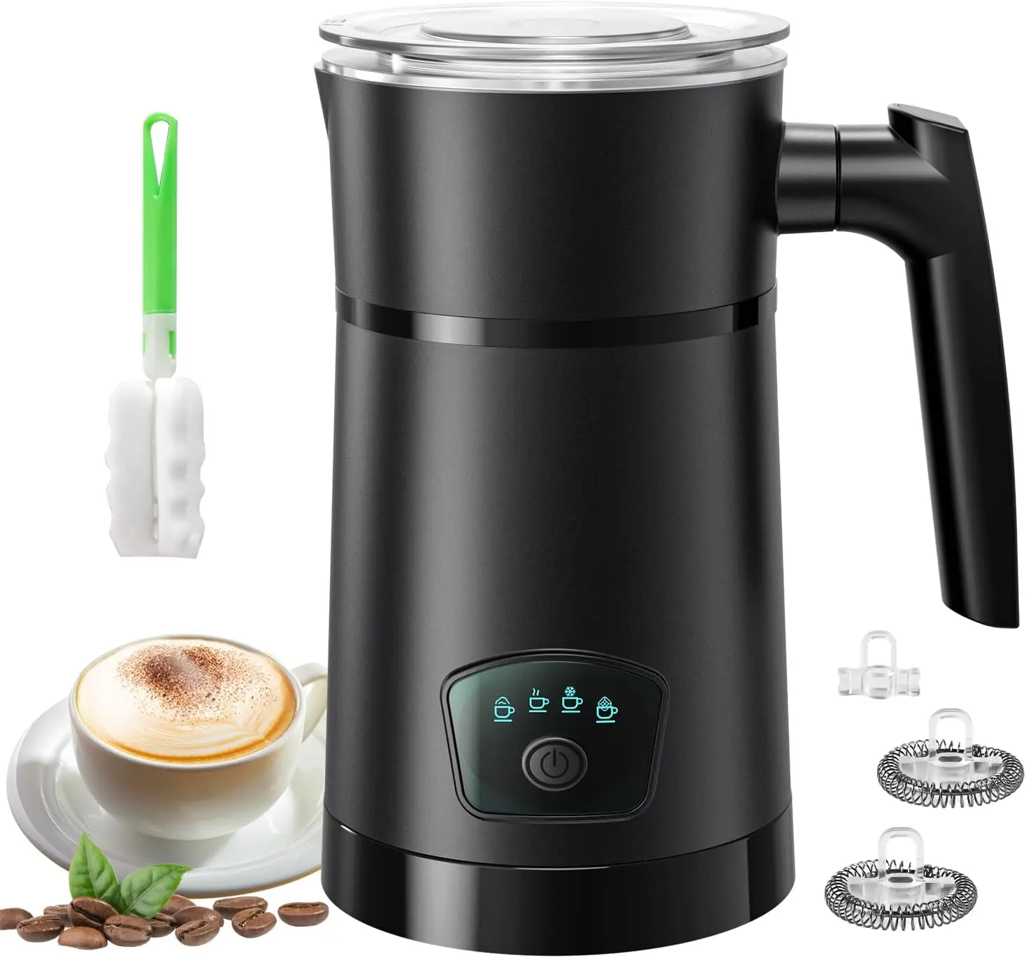 

Milk Frother, 4 in 1 Electric Milk Steamer, Hot and Cold Foam Maker, 1 min Fast Frothing, 11.8 oz/350 mL Milk Warmer, Frother