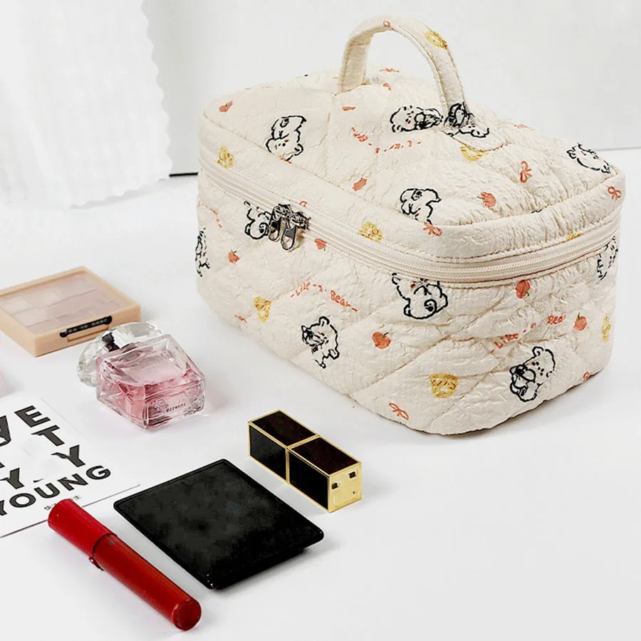 Cute Cartoon Women's Cosmetic Bags Large Capacity Travel Ladies Makeup Case Wash Storage Bag Portable Female Quilted Handbags