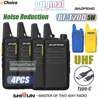 4PCS Baofeng BF-T20D Walkie Talkie 5W Noise Reduction Type-C VOX 1500mAh Long Range UHF Updated BF-T20 KD-C1 Mini Two Way Radio