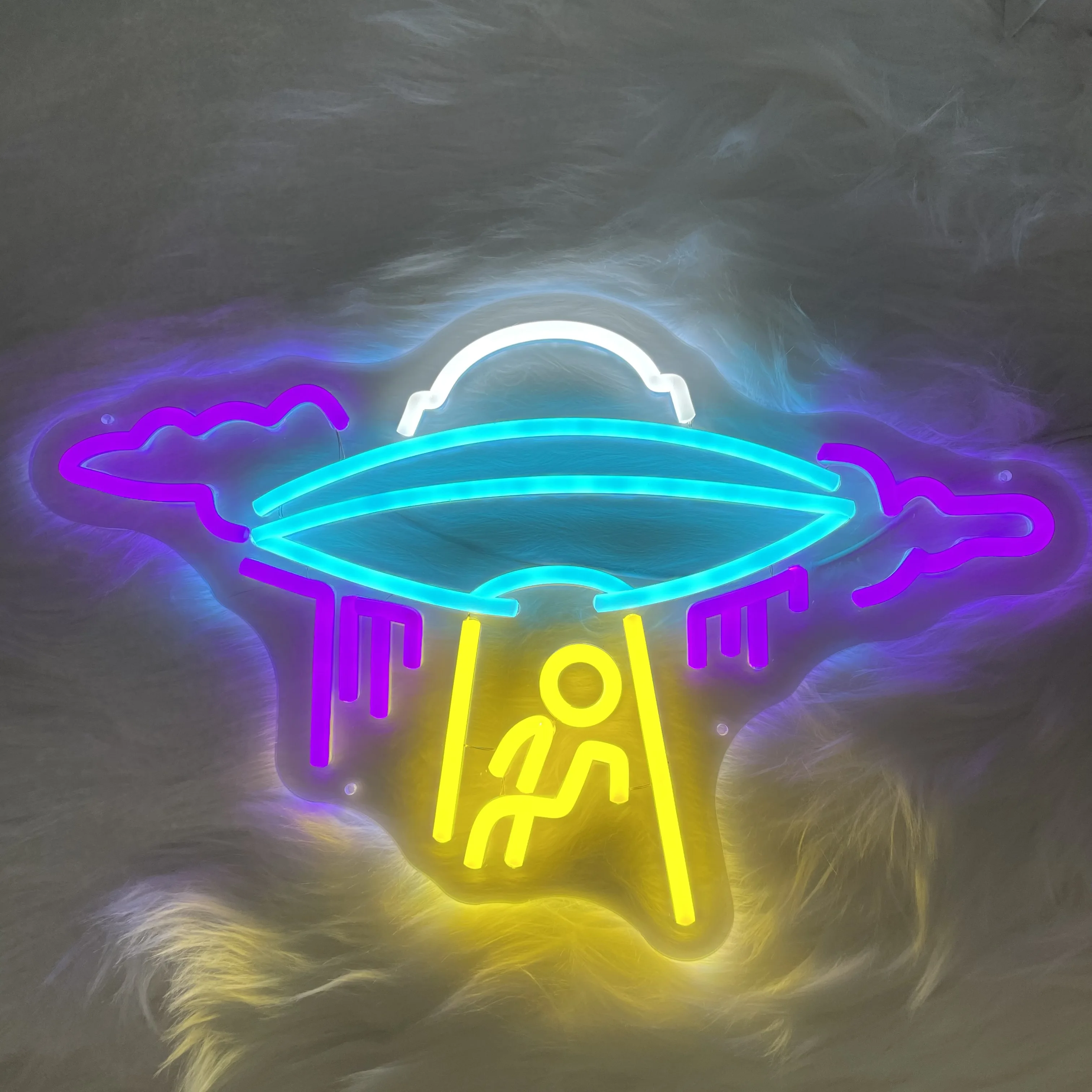 UFO Neon Sign Cloud Neon Wall Decor Flying Saucer Bedroom Neon Sign Creative Home Bedroom Room Wall