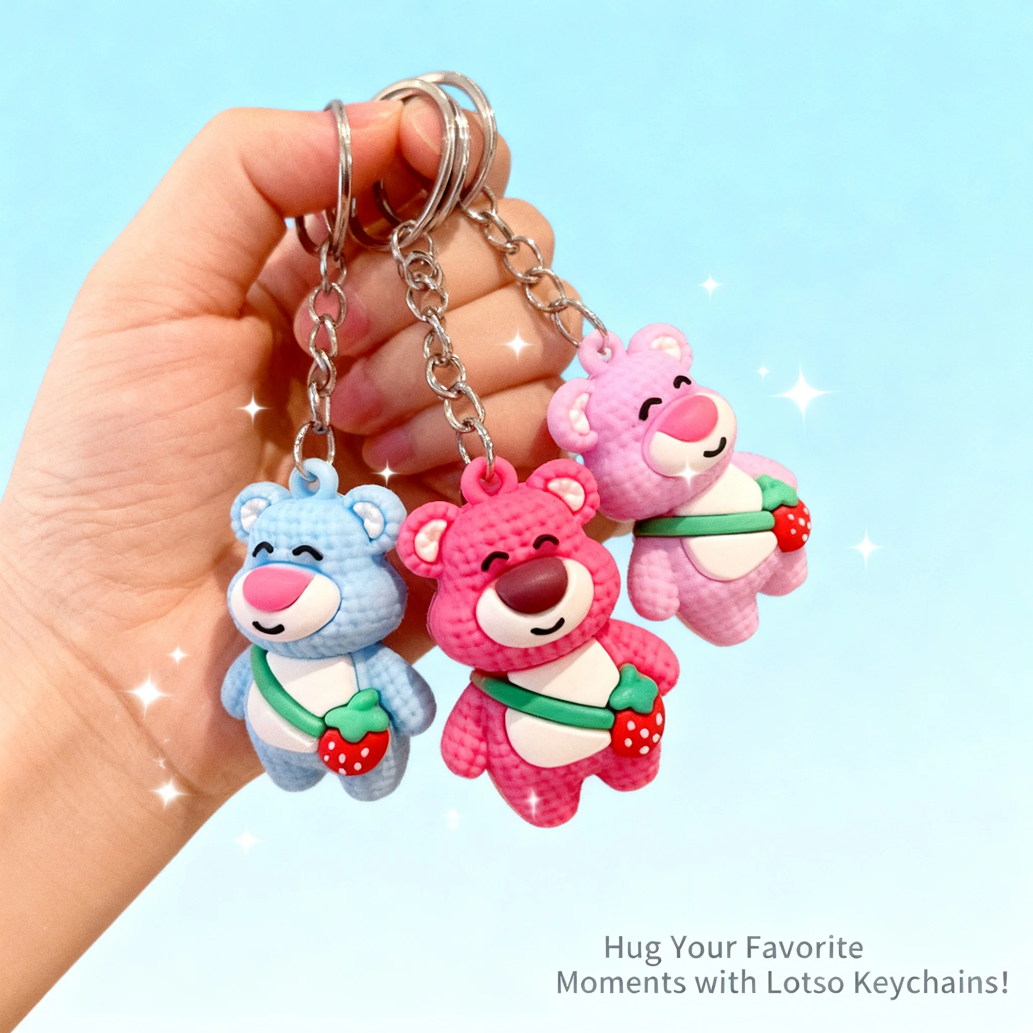 

Strawberry Bear Plush Toy Cute Keychain Backpack Charm Wholesale Kawaii Stuffed Animal Popular Crochet Teddy Bear Keyring