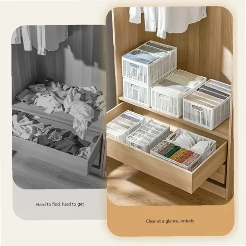 Foldable Clothes Storage Box for Wardrobe Closet, Underwear Organizer Drawer Dividers, Space-Saving Jeans Container - Image 5