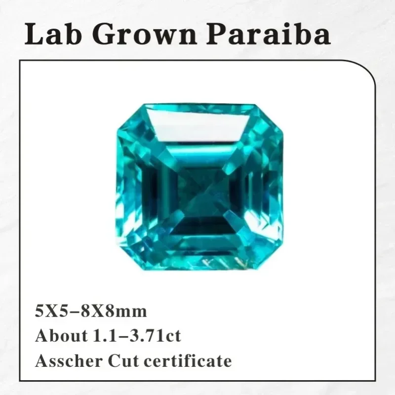 

Lab Grown Paraiba Square Chamfer VVS1 Gemstone for Selectable for jewel making AGL Certificate