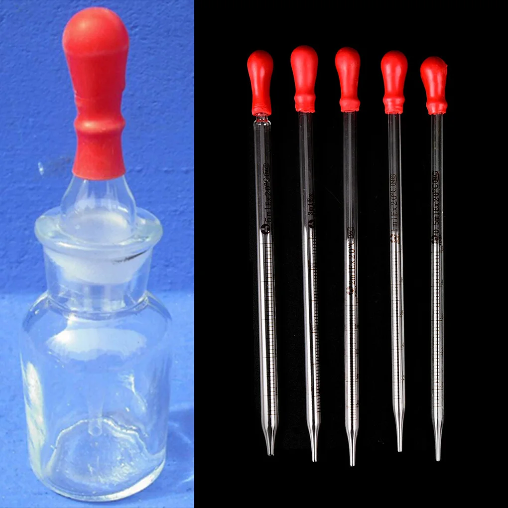 1pc 0.5ml/1ml/2ml/3ml Glass Graduated Pipette Rubber Bulb Lab School Experiment Dropper Dispensing