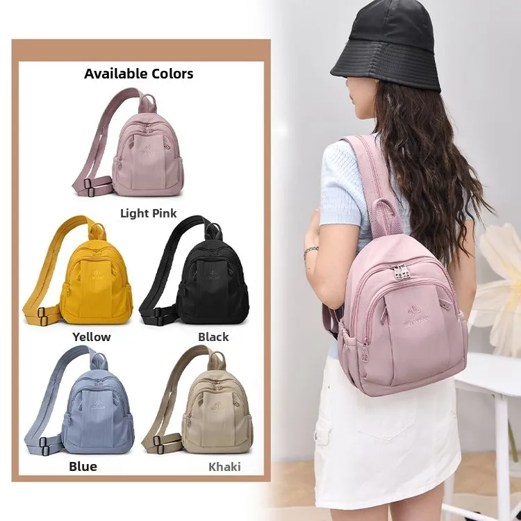 Lightweight Compact Ladies Crossbody Backpack Dual Use Shoulder Bag Trendy Commuter Style Water Resistant Nylon Multi Compart...