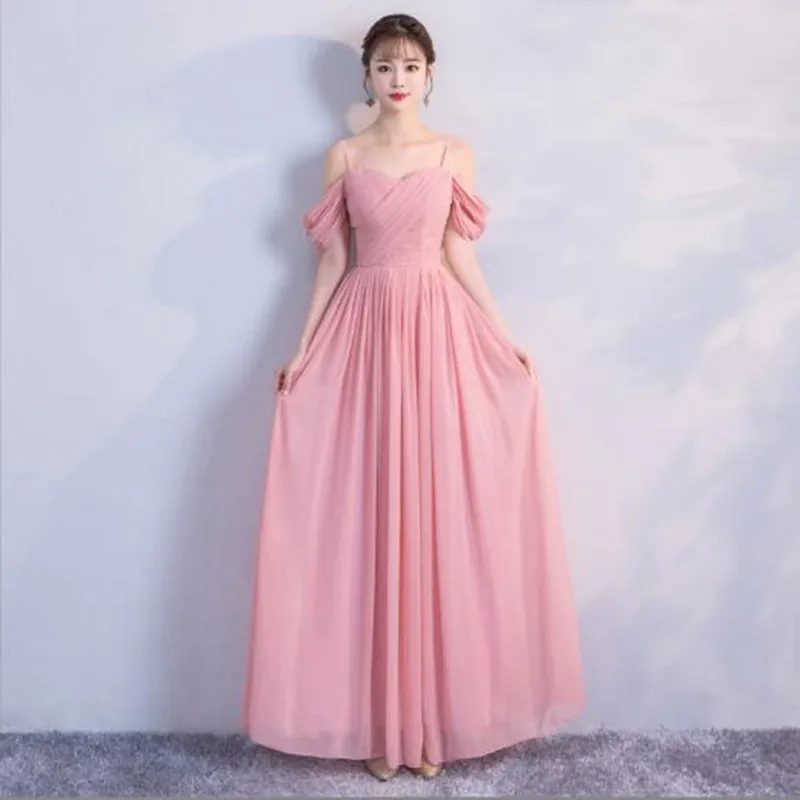 Chiffon Sleeveless Bridesmaid Dresses A-Line Floor-Length Simple Long Vestidos Bridesmaid Skirt  Prom Gown