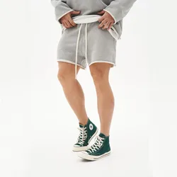 Pantalones cortos deportivos informales para hombre, Shorts holgados con bordes desgastados, Color sólido, 2023