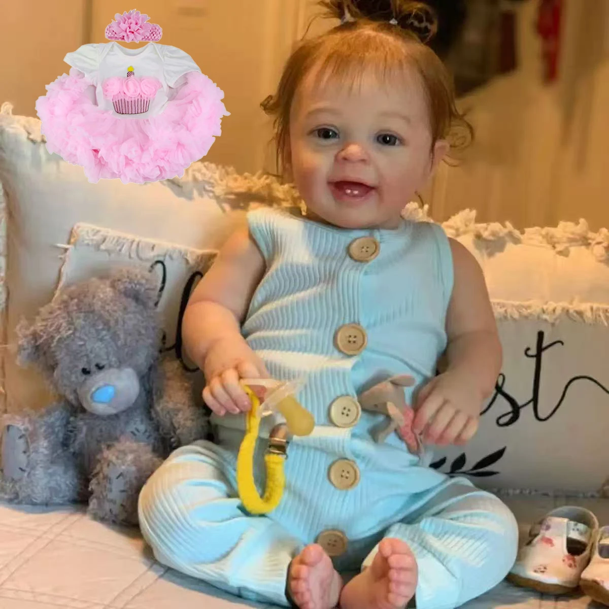 

22" Realistic Reborn Baby Doll Soft Cloth Body - 2 Piece Outfits Sets, Vinyl Material, Perfect for Kids Ages 3+ - Ideal for Imaginative Play & Collecting, Baby Dolls for Girls, Collectible Doll, Fantasy Theme, Detailed Craftsmanship
